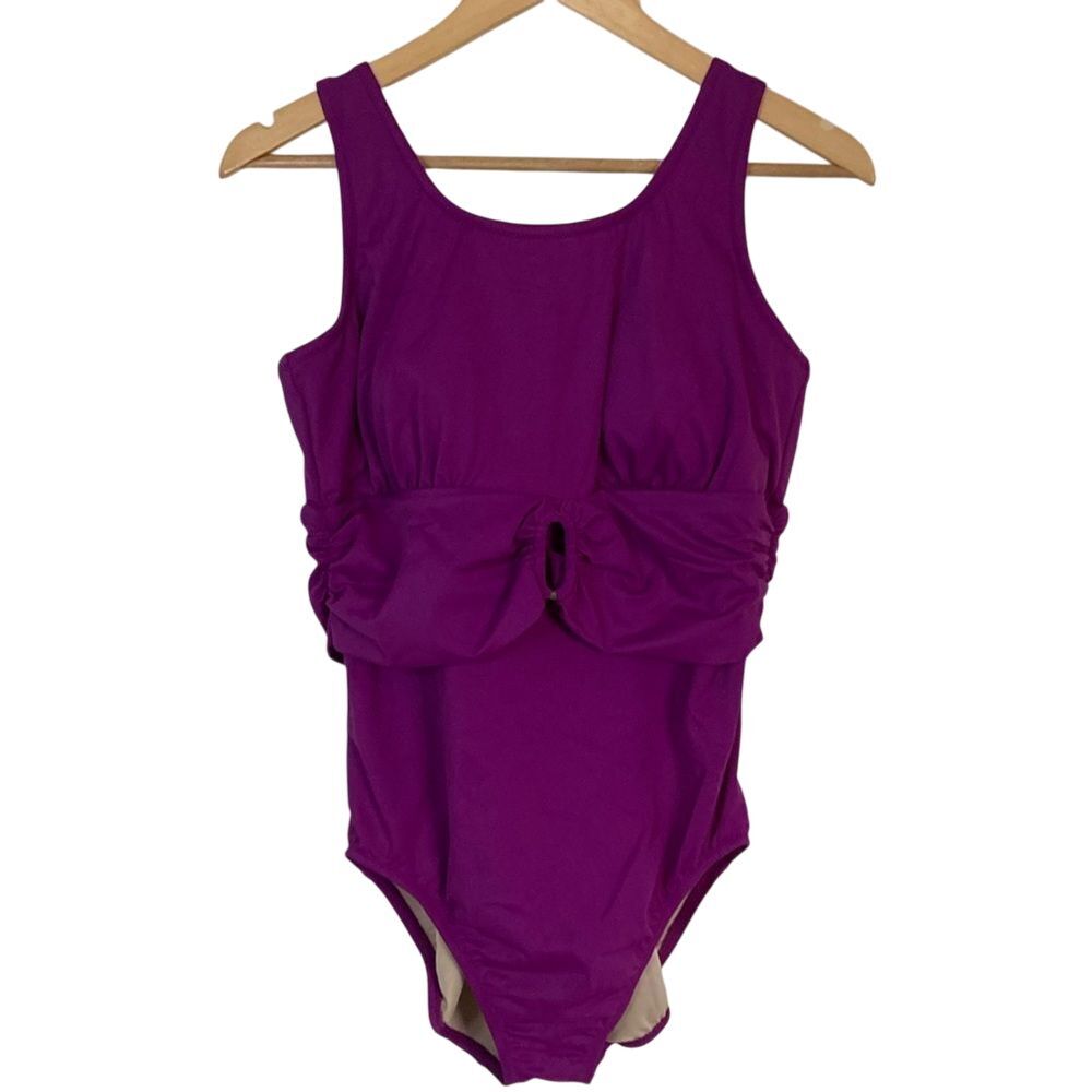 Lands End One Piece Swimsuit Womens Size‎ 12 Purple Slimming Tummy Control